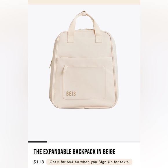 BÉIS Expandable Cream Backpack - Picture 6 of 6
